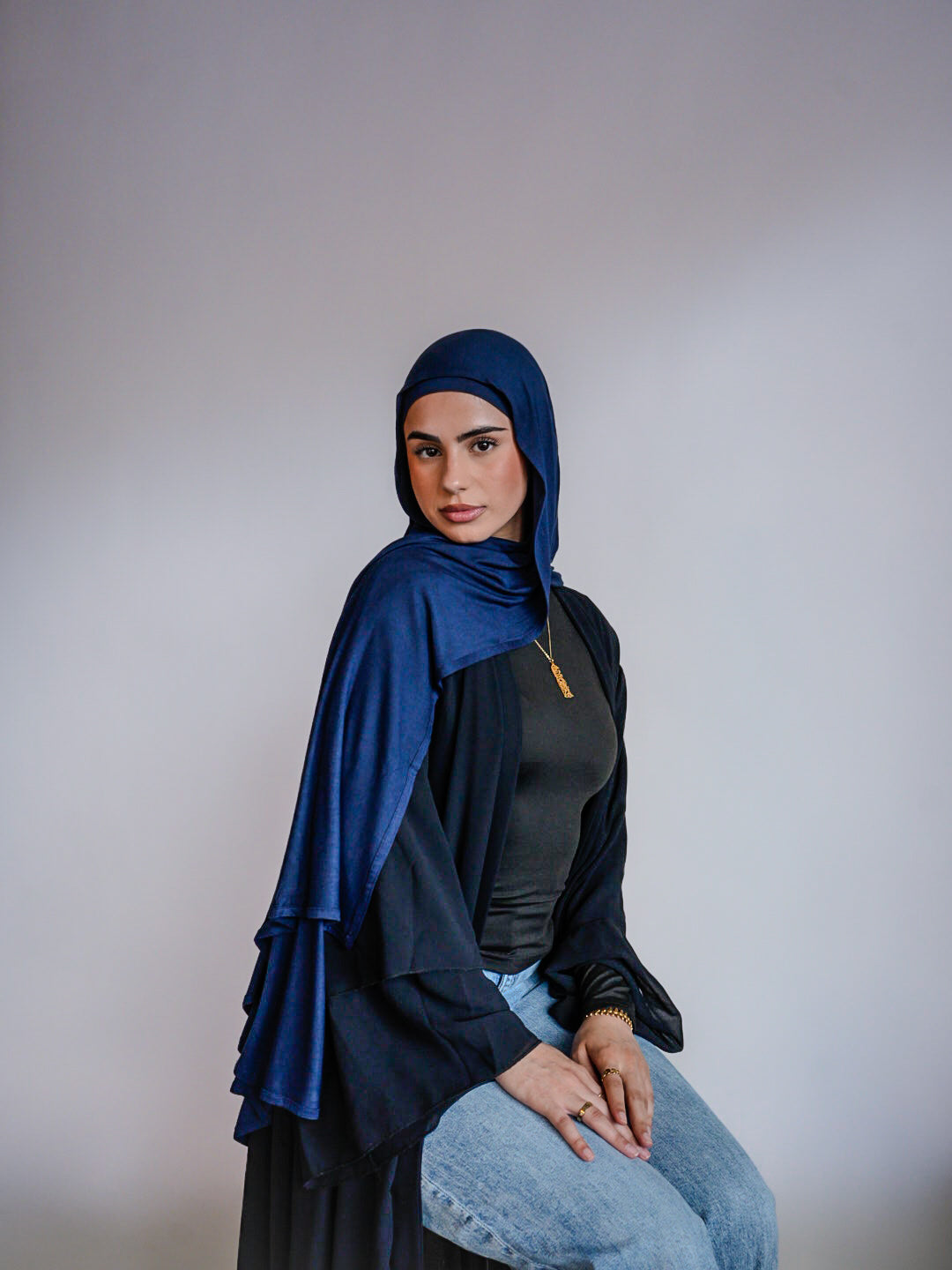 Navy Jersey Hijab & Undercap Set