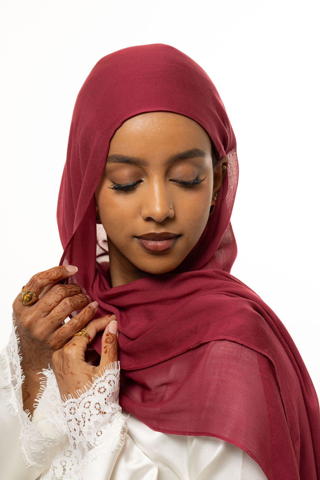 Dark Cherry Modal Hijab and Undercap Set