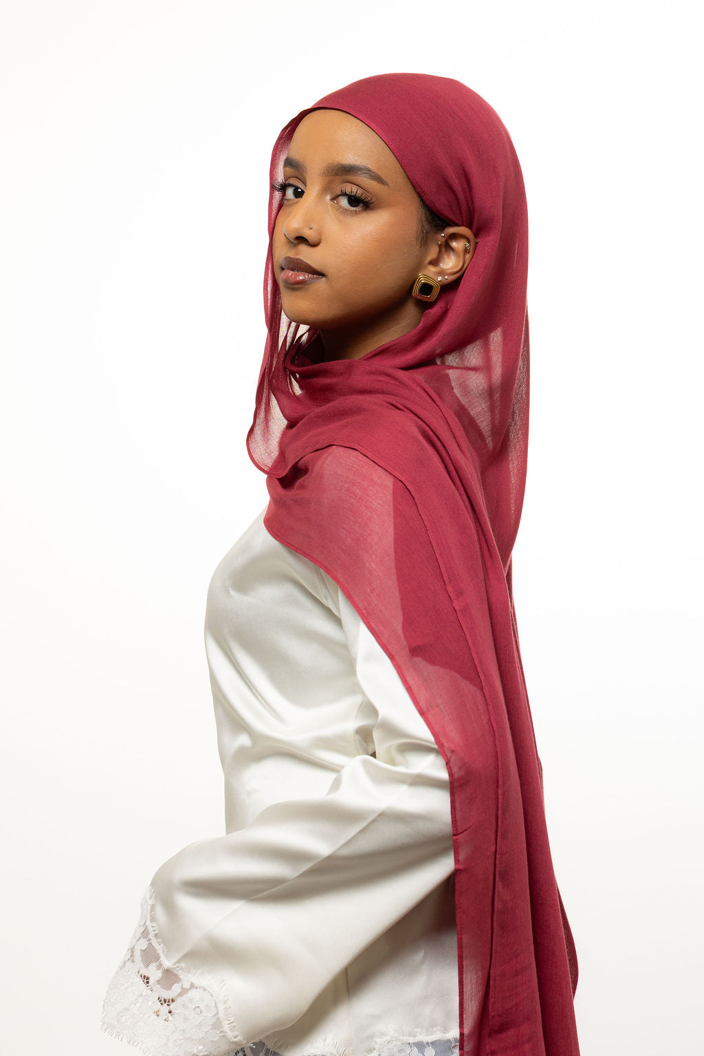 Dark Cherry Modal Hijab and Undercap Set