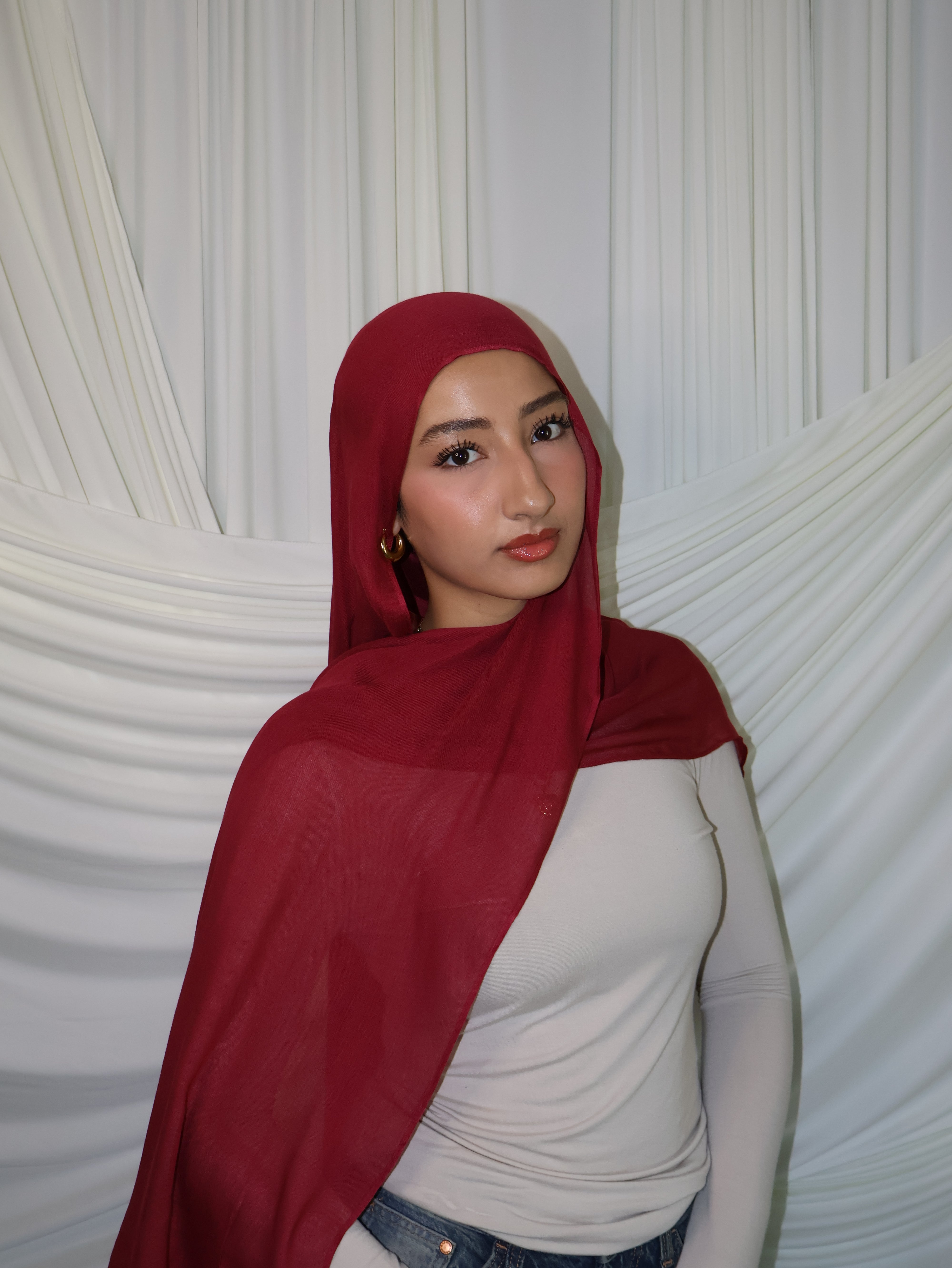 Dark Cherry Modal Hijab and Undercap Set